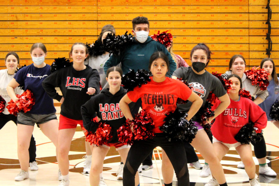 The LHS cheerleaders practice for the next basketball game.
