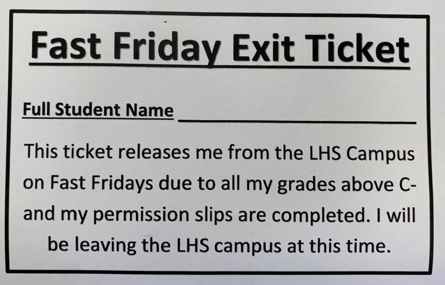 Students with a C or higher in all of their classes and parental permission to leave early receive this paper to exit the building.