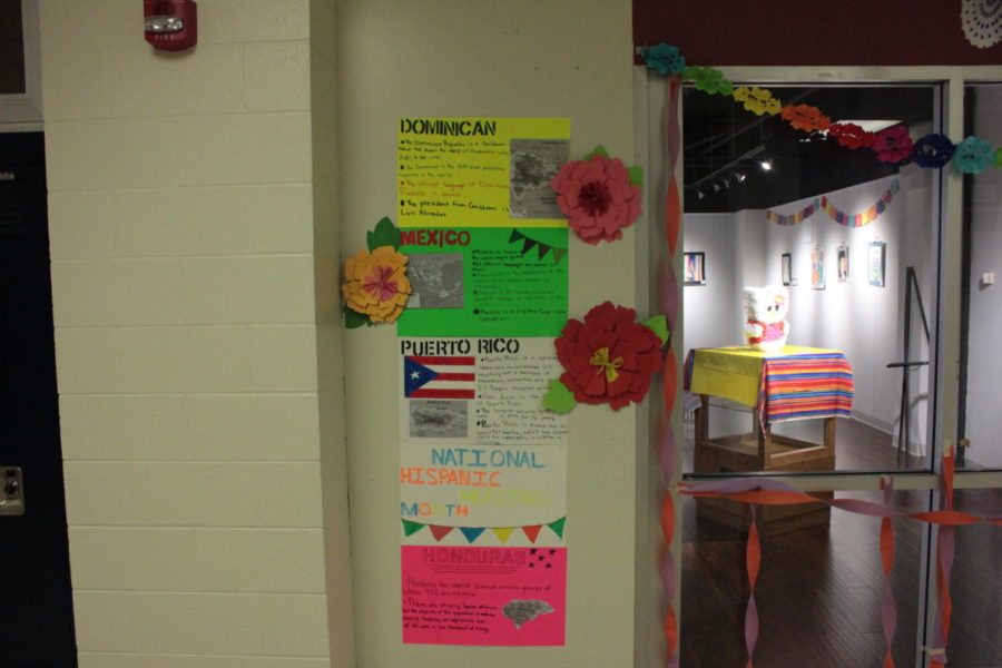 Posters representing different countries in honor of Hispanic Heritage Month. 