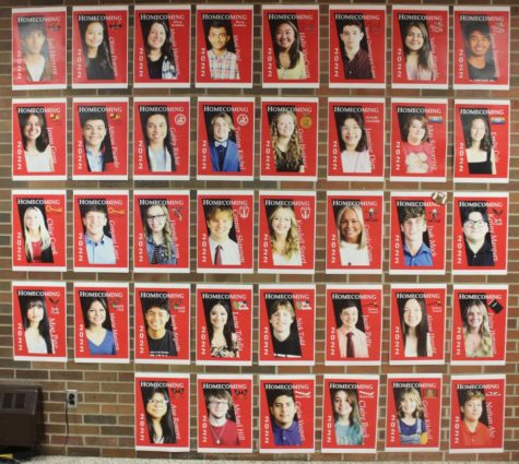 The posters by the main offices display the Homecoming candidates from each club. King and queen candidates were chosen by each individual club via internal voting.