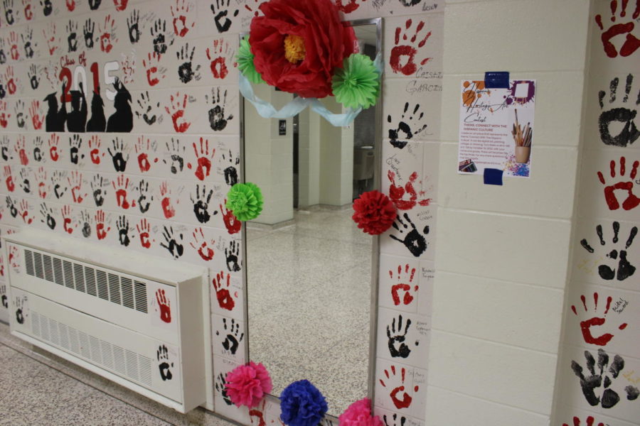 Flowers are displayed on mirror by Diversity Club.