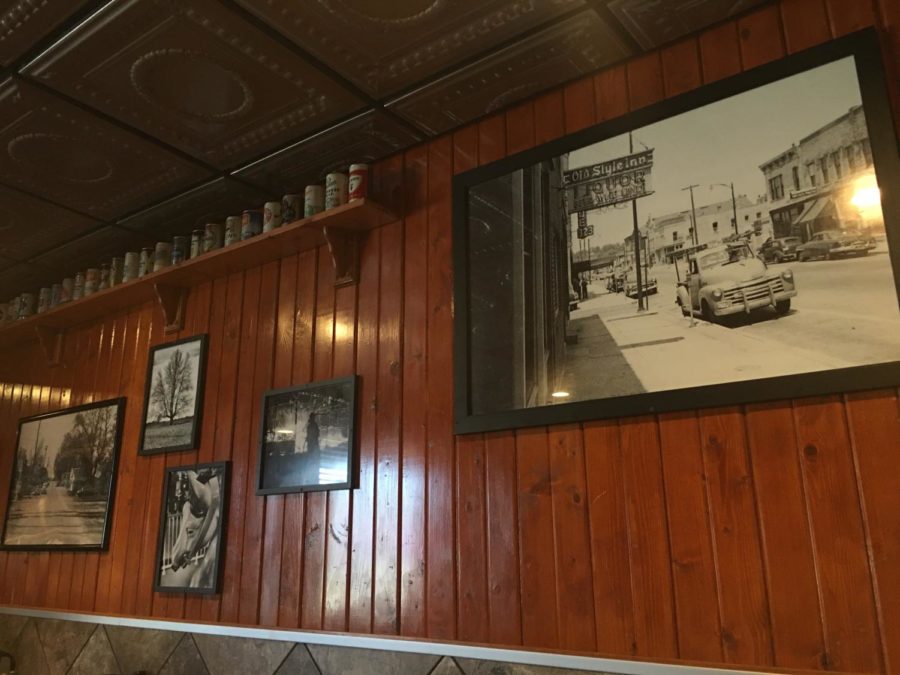 Photographs from the outside of Old Style Inn in the 1940s cover the walls along with past carousel photographs.