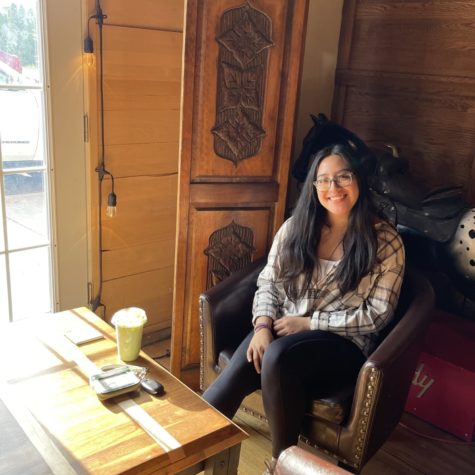 2022 graduate Debora Ruiz-Lopez sits at Black Dog Coffee. She is currently in the ASAP program as a freshemn at Ivy Tech Community College. 