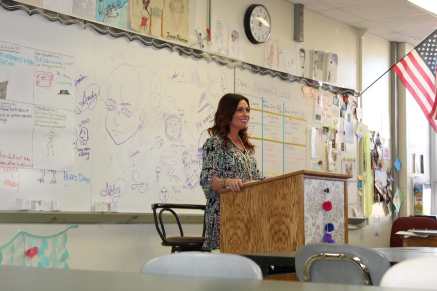 English Teacher, Grace Scott teaches her Early College 10 students how to public speak in front of their peers. 