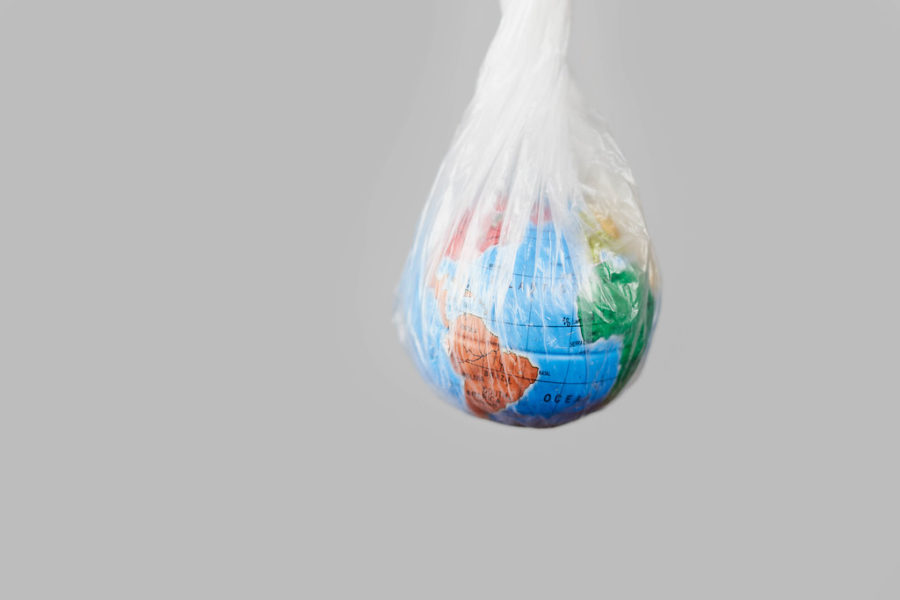 This picture of the Earth wrapped in a plastic bag depicts the amount of trash that is ruining our world. 