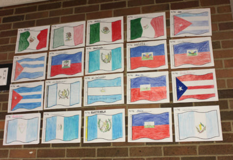 Students of LHS share their heritage by drawing and hanging up their respective flags. The flags range from Mexico to Puerto Rico and down to El Salvador.
