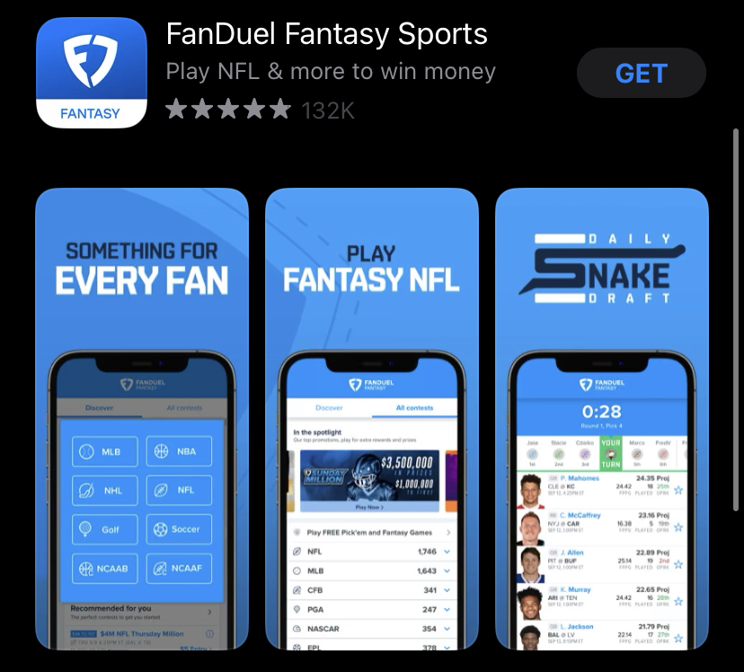 FanDuel is a very popular app with a rating of five stars. You can use FanDuel for other major league sports.