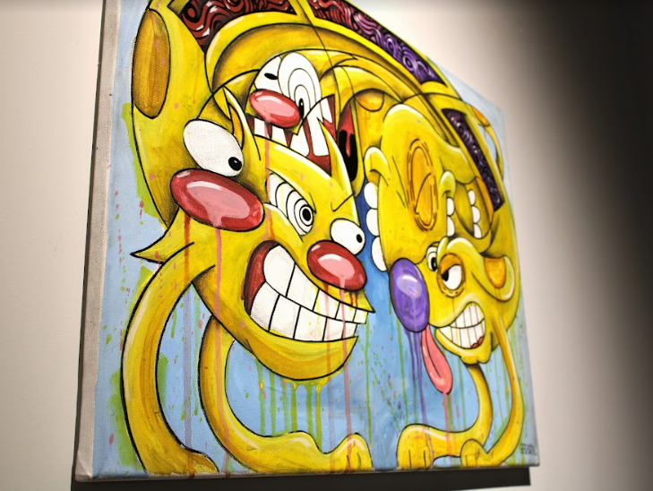 A distorted version of the cartoon CatDog. CatDog was a cartoon that aired 1998-2005, a show Gazcon watched as a child. 
