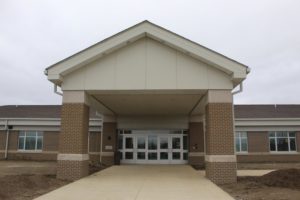 This image shows the entrance of the newly built school, taken on Jan. 13. 
