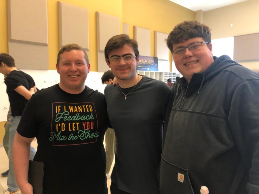 The three Cahalan alums pose in the Purdue Varsity Glee Club: Zach Shoensiegel, Liam Gay, and Mason Hinkle. All were in Logansport Childrens Choir. Gay and Shoensiegel were in the LHS Swing Choir.