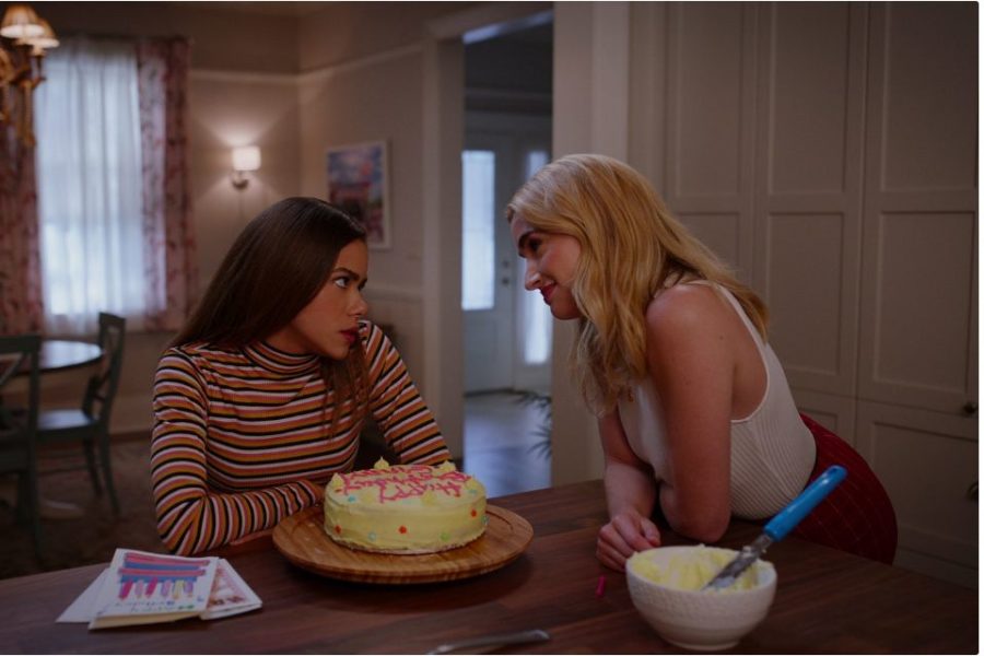 Ginny, on the left, played by Antonia Gentry, is being rebellious against her mother, played by Brianne Howey. The show started in 2021, and is still going with the second season just releasing.
