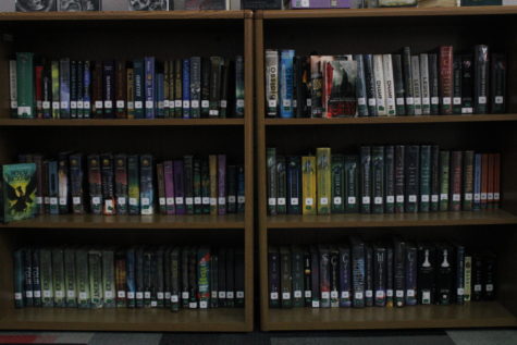 Some of the books deemed controversial are displayed on a shelf in the library, giving access to all LHS students. 