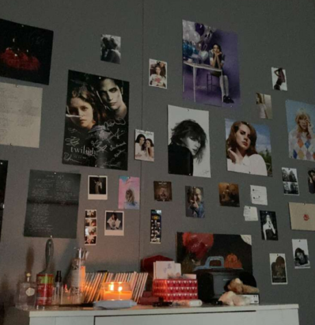 Posters and pictures of artists Taylor Ross enjoys cover her bedroom wall.