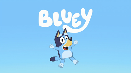 At the end of the iconic intro, Bluey jumps in the air while playing freeze dance. 