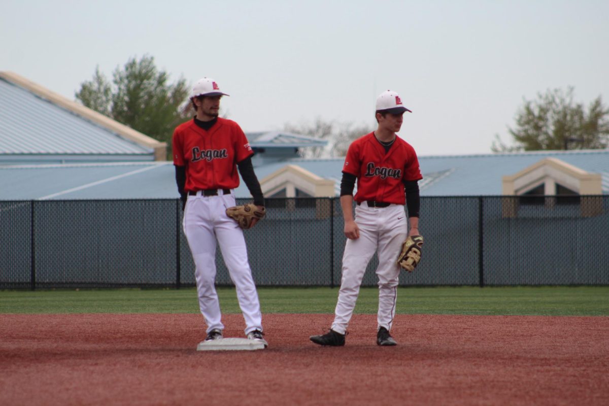 Senior shortstop Issac Russel stands at second with junior second baseman Cayden Walker.