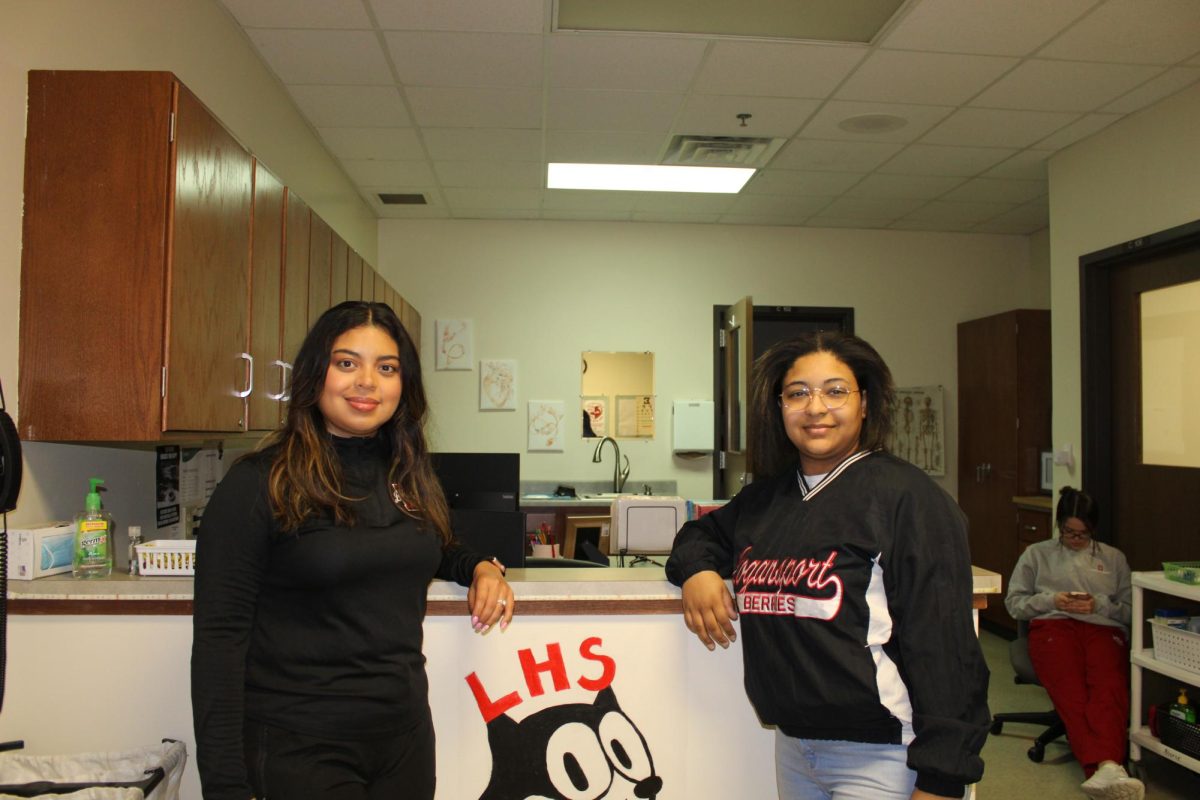 LHS nurses Natalie Garcia and Emilie Edwards pose in their office.