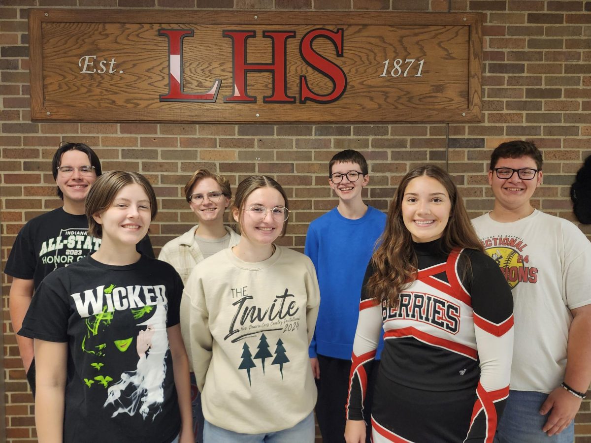 These are the students who were selected for Indiana All-State Honor Choir: Alex Geisler, Justin Snay, Cooper Prifogle, Calvin Mackey, Abigail Lupke, Ava Martin, and Isabella Lucero. (Courtesy of Emily Pancake and Justin Snay).