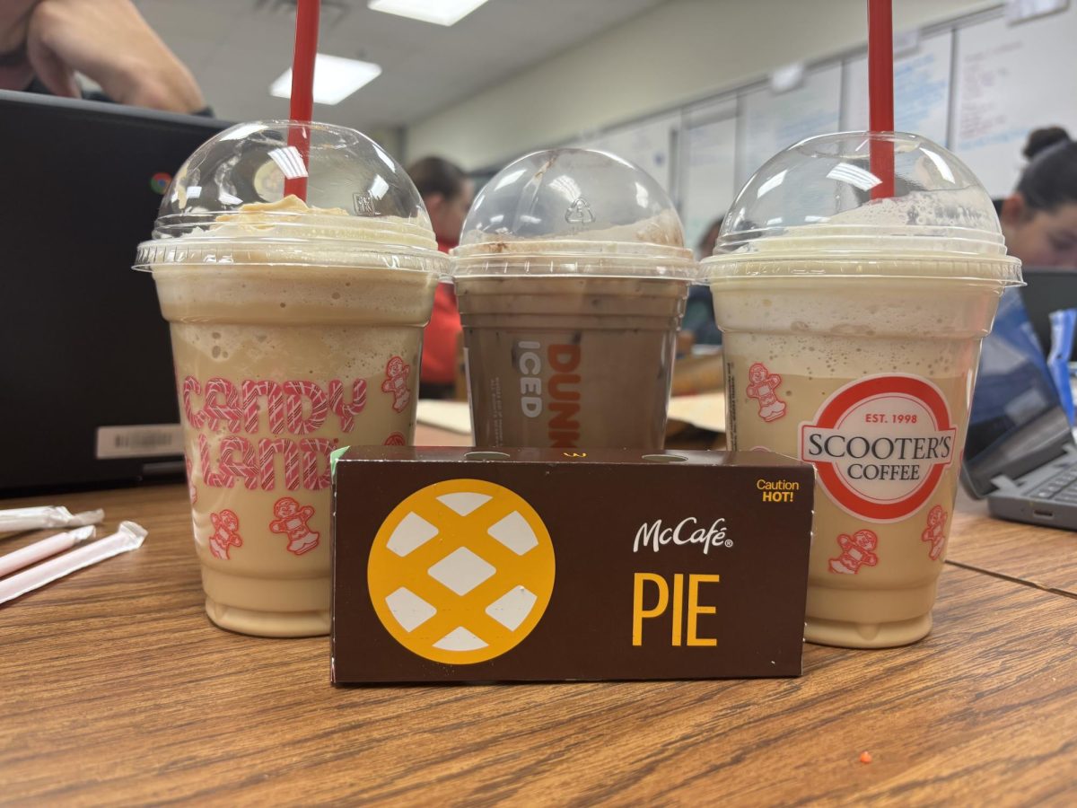 Here is a line up of most of the Items that we tasted. On the sides is Scooters, in the middle is Dunkin, and then we had the pie.