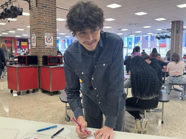 Senior Arturo Alvarez-Gomez is writing a Valentine's letter to his crush. He's enjoying his last year as a senior in the LHS. 