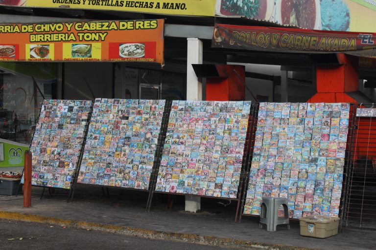 A variety of narco-related disks being put up for sell.

(Courtesy of Helena Simonett)