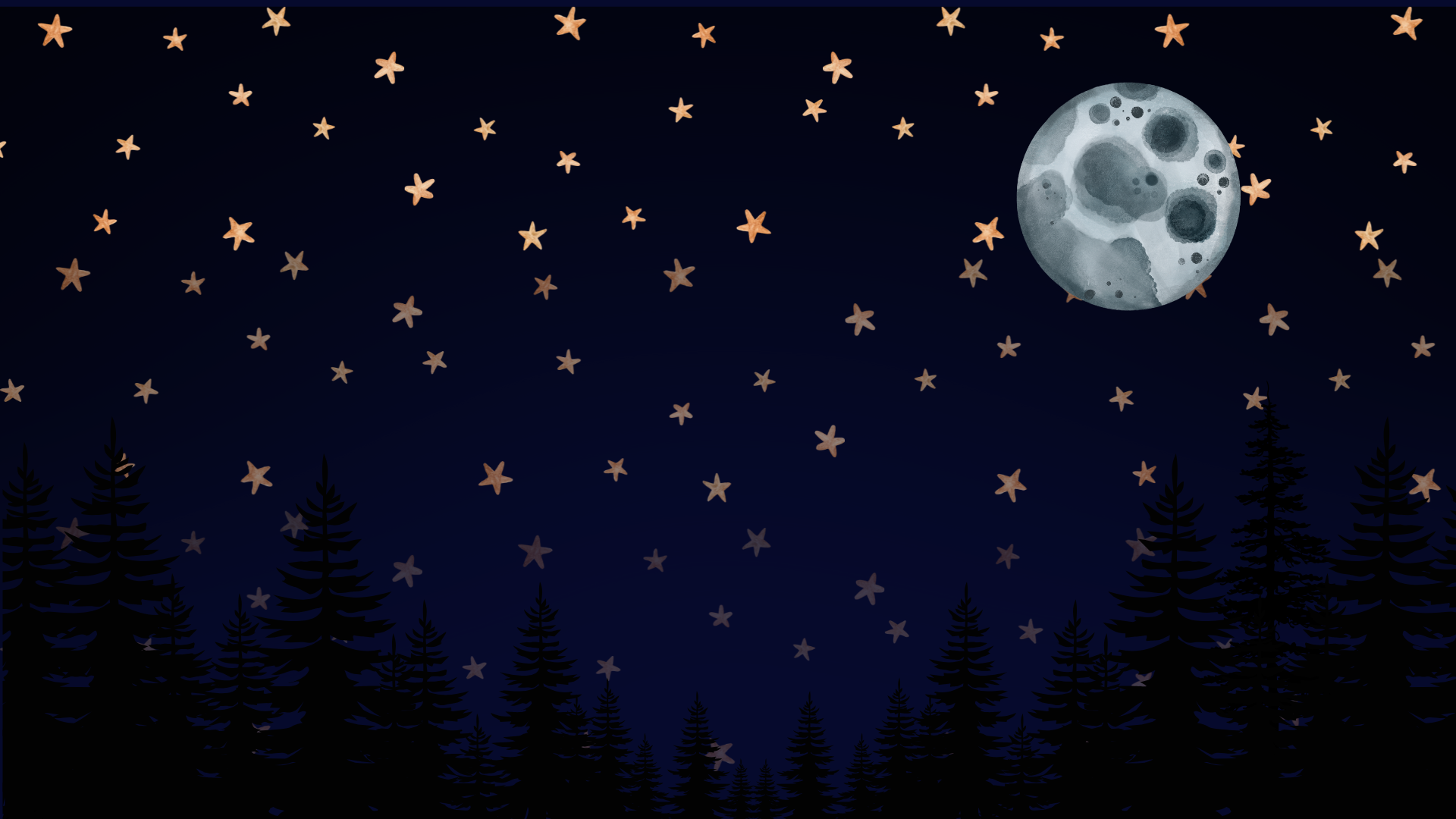 The Full Moon on a starry night.