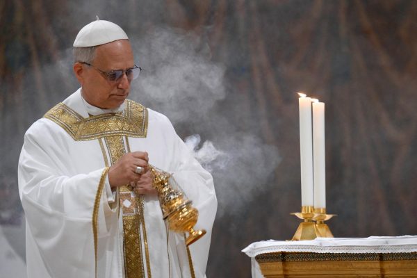 Pope Leo XIV conducts Mass in the Sistine Chapel at the Vatican, May 9, 2025.  Vatican Media/Simone Risoluti ­Handout via REUTERS