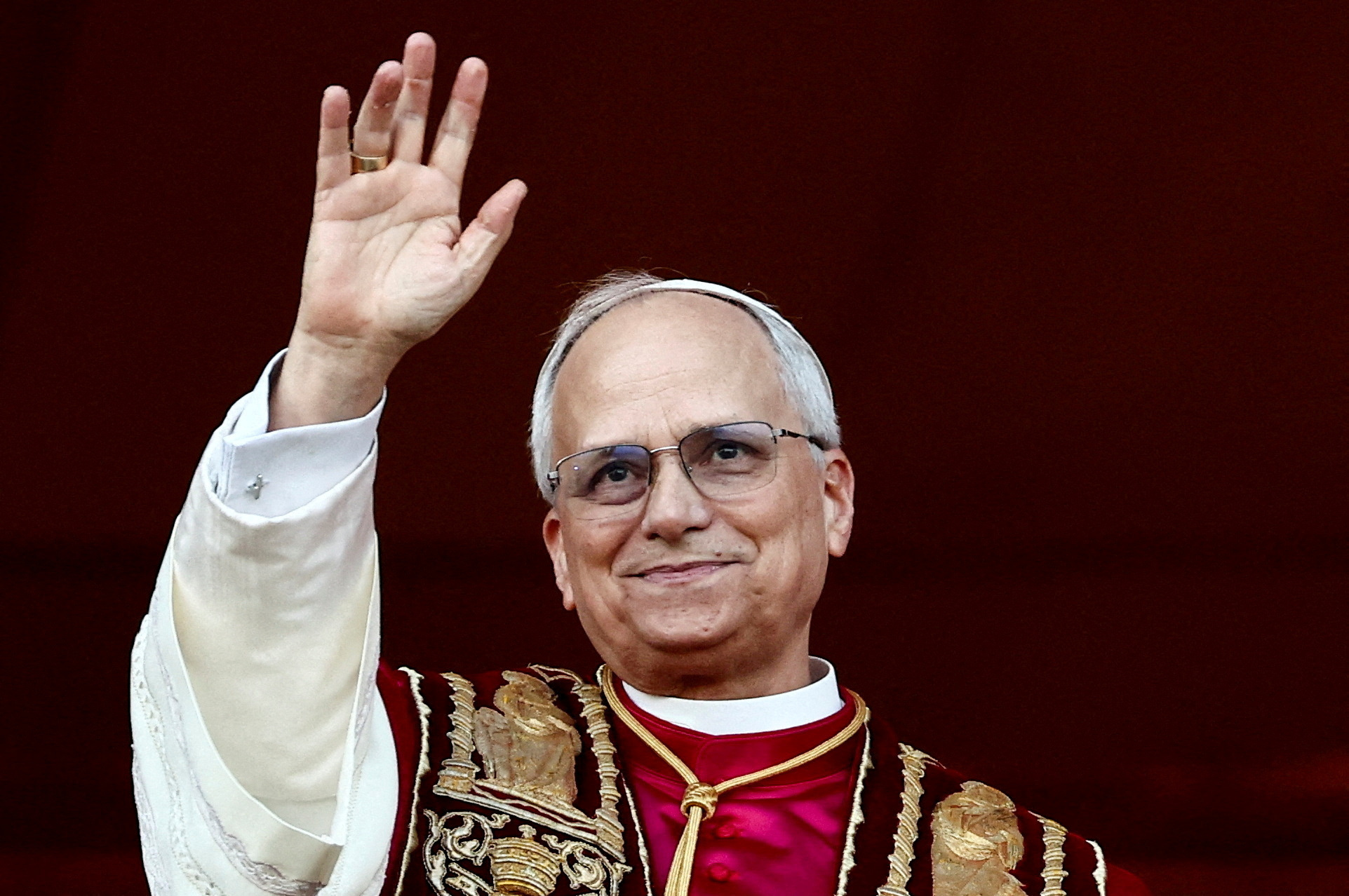 Newly elected Pope Leo XIV, Cardinal Robert Prevost of the United States appears on the balcony of St. Peter's Basilica, at the Vatican, May 8, 2025. REUTERS/Yara Nardi