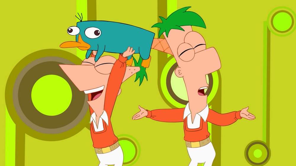 Phineas and Ferb singing "Everything's Better with Perry." (Disney Television Animation)