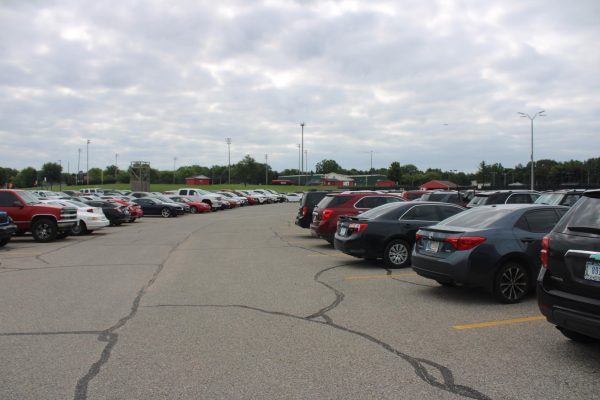Because students are only allowed to park in the Berry Bowl this year, it is packed every morning.