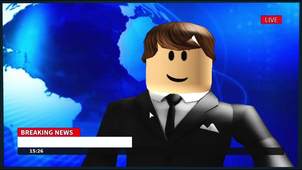 The old news reporter from the Roblox game Bloxburg. (RobloxBackgroundMusic)