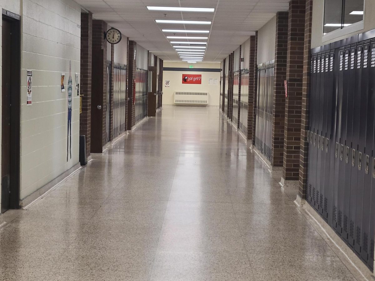 An empty hallway in the Math Department after-school, where the tutoring program takes place.
