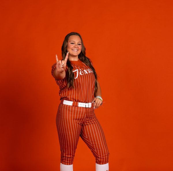 Junior Brooklynn Hagerty poses during a photo shoot, showing her commitment to Texas. (Courtesy of Brooklynn Hagerty)