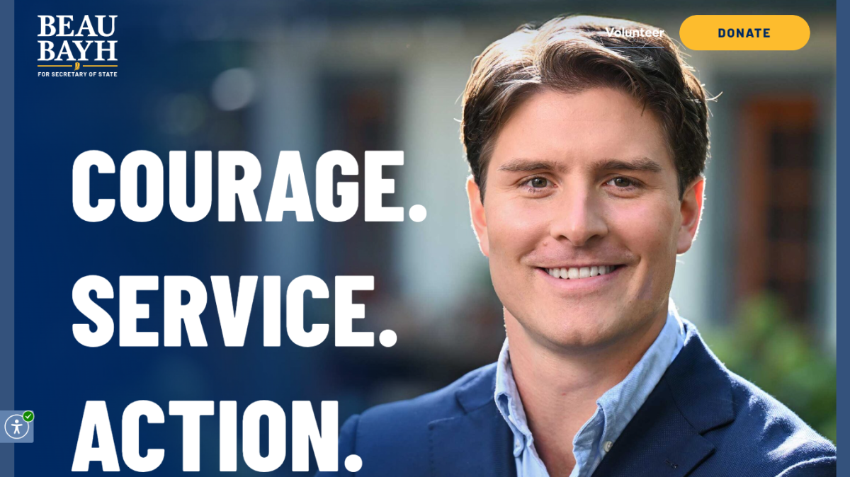 Front page of Beau Bayh's campaign website for Secretary of State. (Beau Bayh for Indiana)