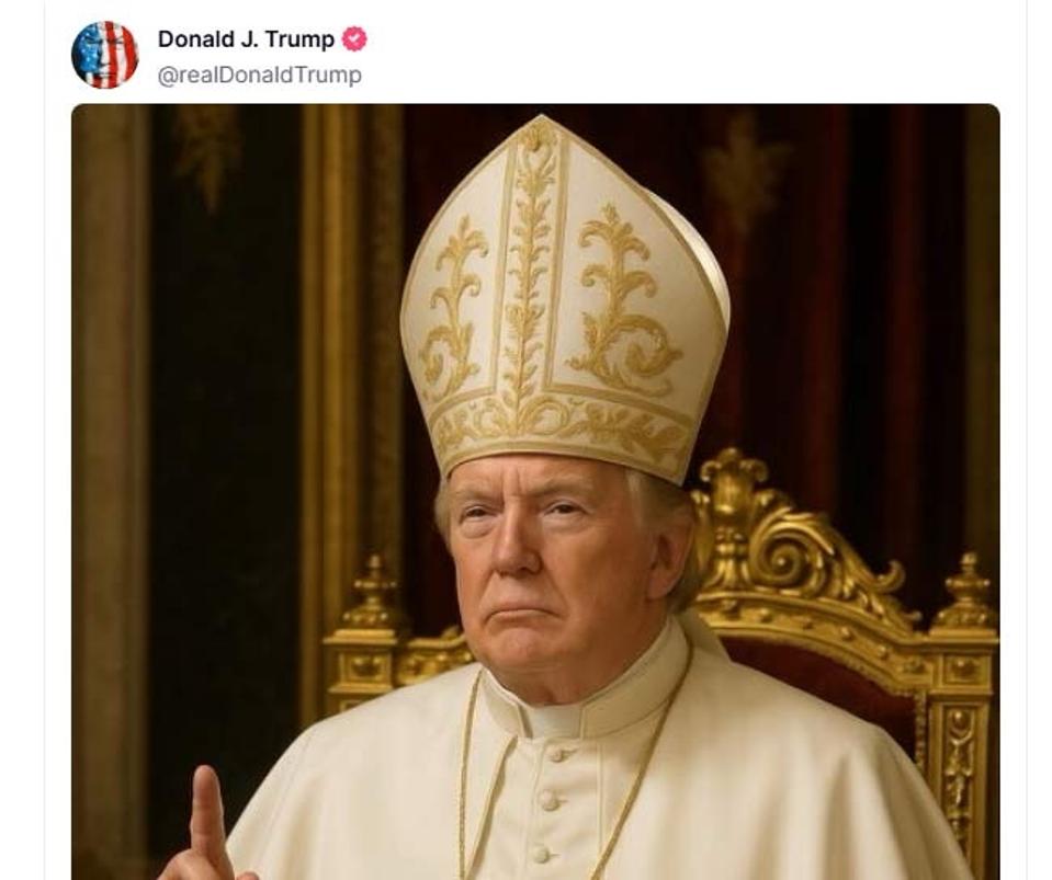A screenshot of an AI generated photo of President Donald Trump dressed as the Pope. (Posted by Donald Trump on TruthSocial)