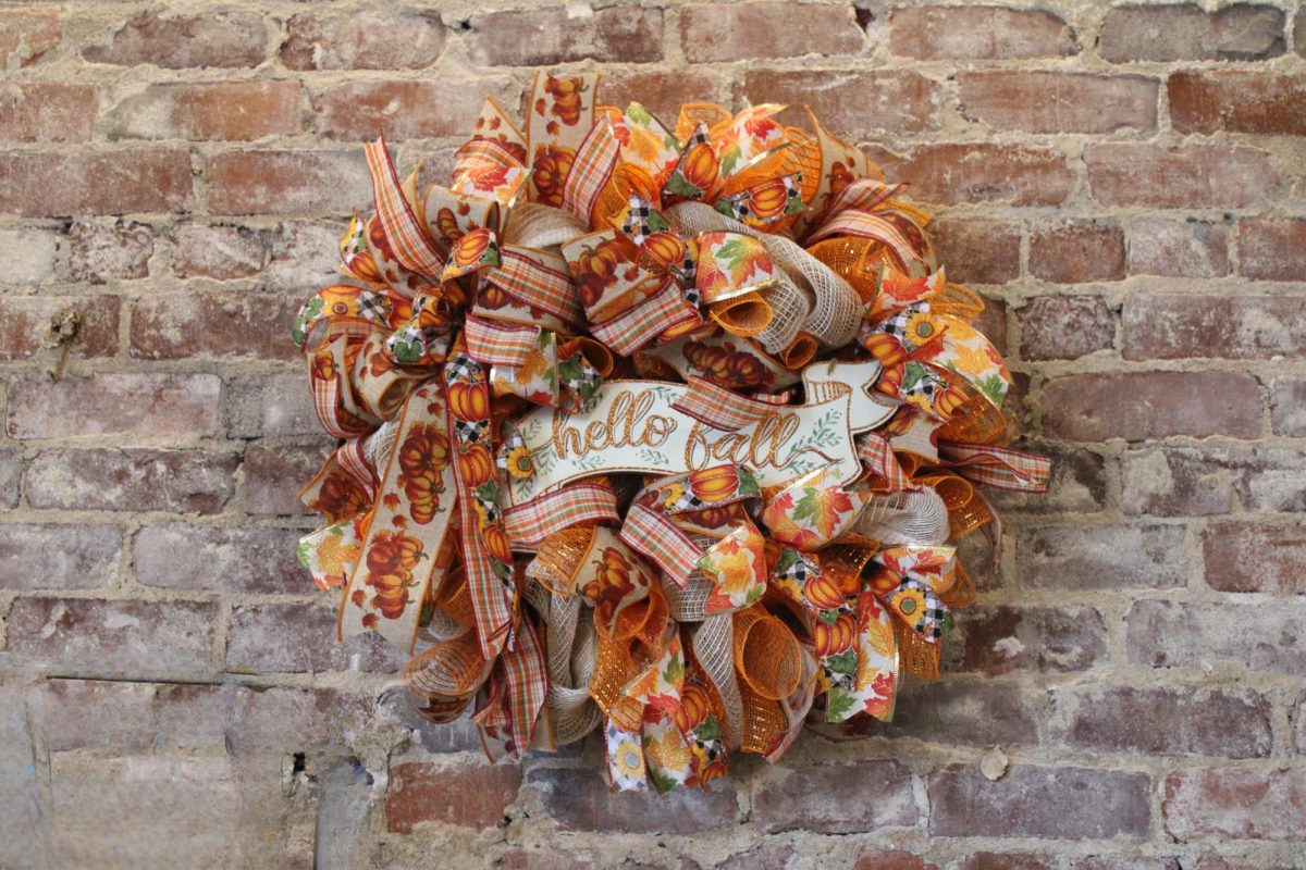 A beautiful fall wreath on Black Dog Coffee Shop's wall. Just adding to the beautiful fall atmosphere. 