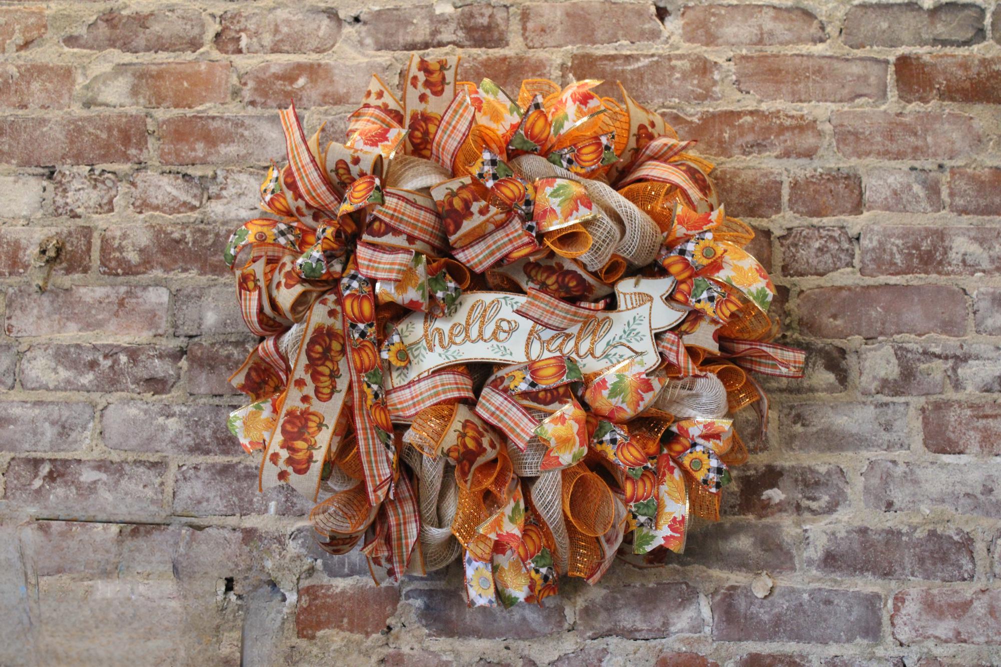 A beautiful fall wreath on Black Dog Coffee Shop's wall. Just adding to the beautiful fall atmosphere. 