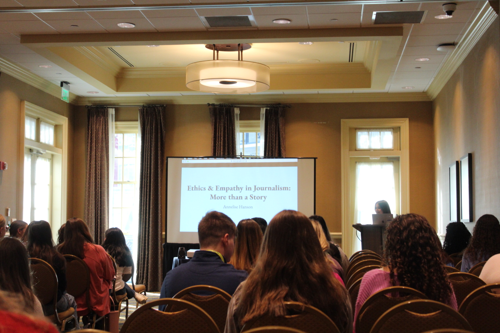 Magpie students attend a workshop presented by Annelise Hanson titled "Ethics & Empathy in Journalism: More than a Story."