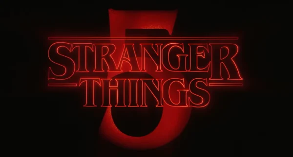 The title "Stranger Things" along with the number five, indicating the fifth season. (Netflix, Public domain, via Wikimedia Commons)