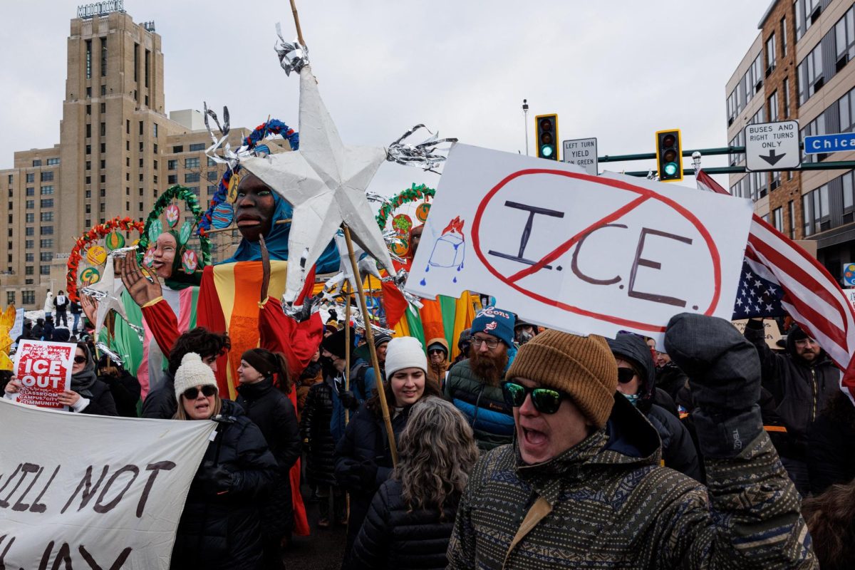 People march during a protest against increased immigration enforcement, after the fatal shooting of Renee Nicole Good by a U.S. Immigration and Customs Enforcement (ICE) agent, in Minneapolis, Minnesota, U.S., January 10, 2026. REUTERS/Tyrone Siu
