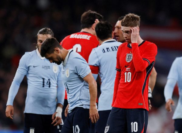 Soccer Football - International Friendly - England v Uruguay - Wembley Stadium, London, Britain - March 27, 2026 England's Cole Palmer reacts Action Images via Reuters/Andrew Couldridge