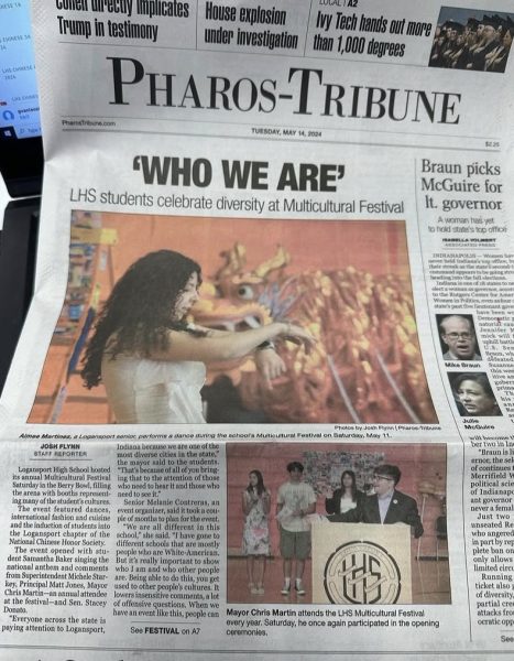 Screenshot from a Guan Laoshi post in 2024. This screenshot shows a picture of the Pharos-Tribune, a newspaper company for Logansport, talking about the Multicultural Festival.