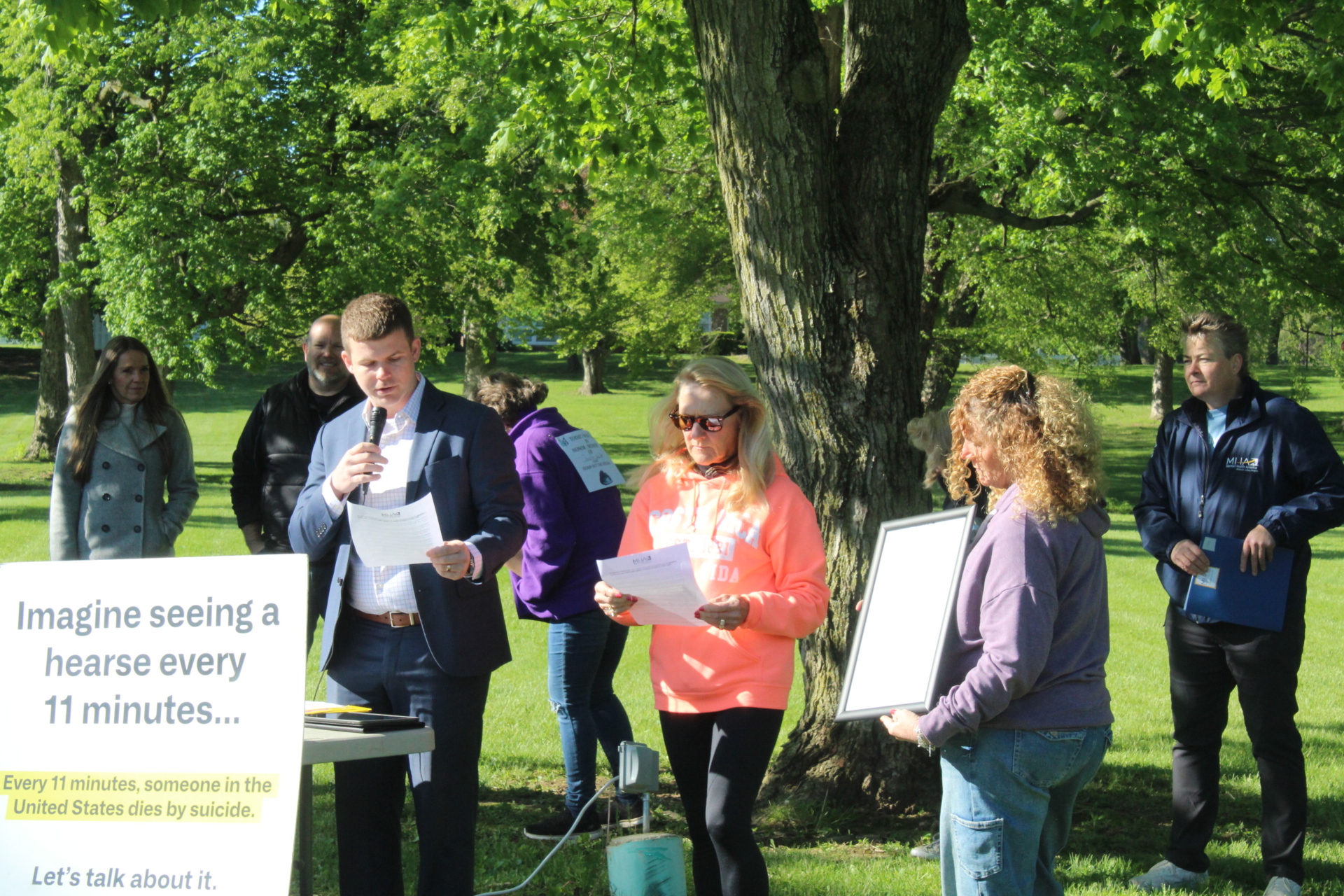 Mayor Jacob Pomosal giving a speech at the event